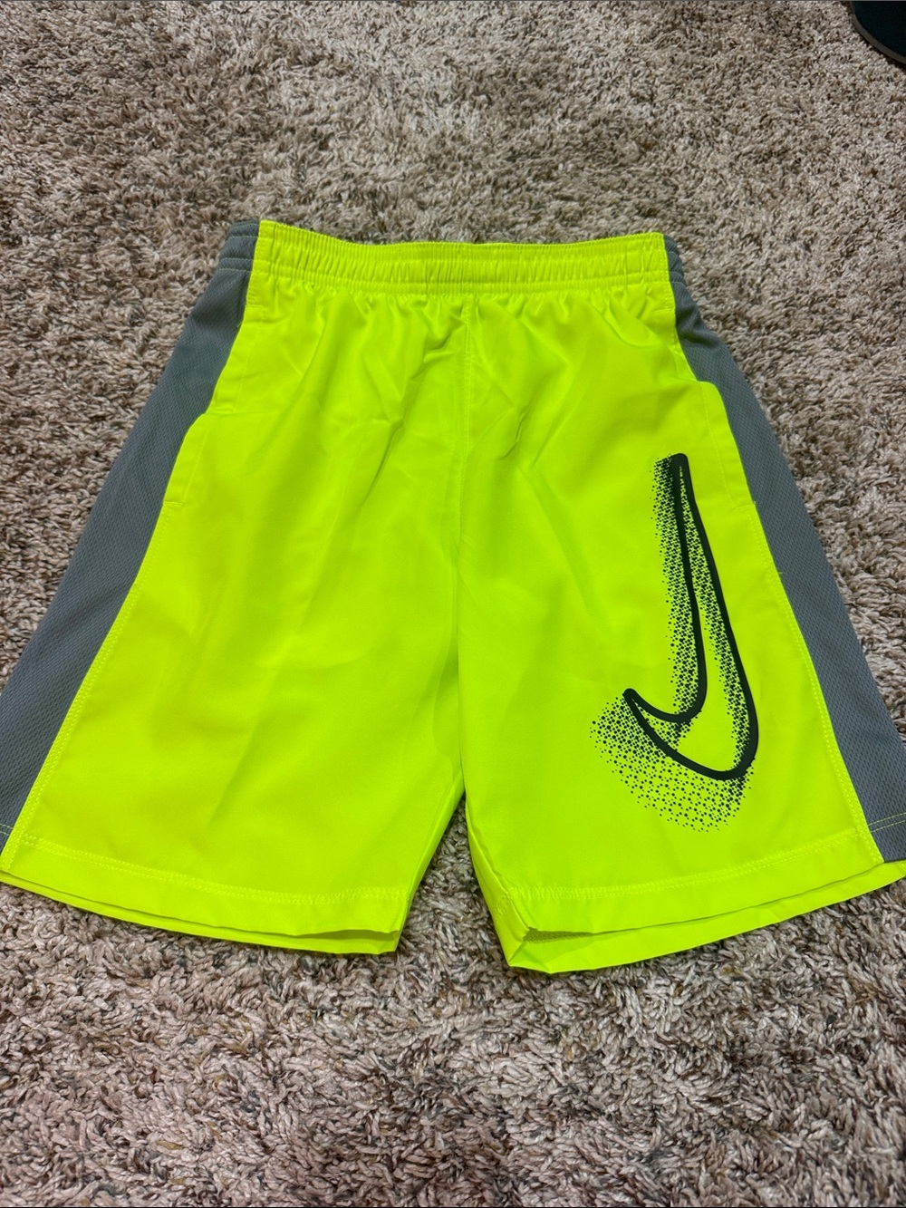 Nike Bright Yellow Athletic Shorts with Gray Panels